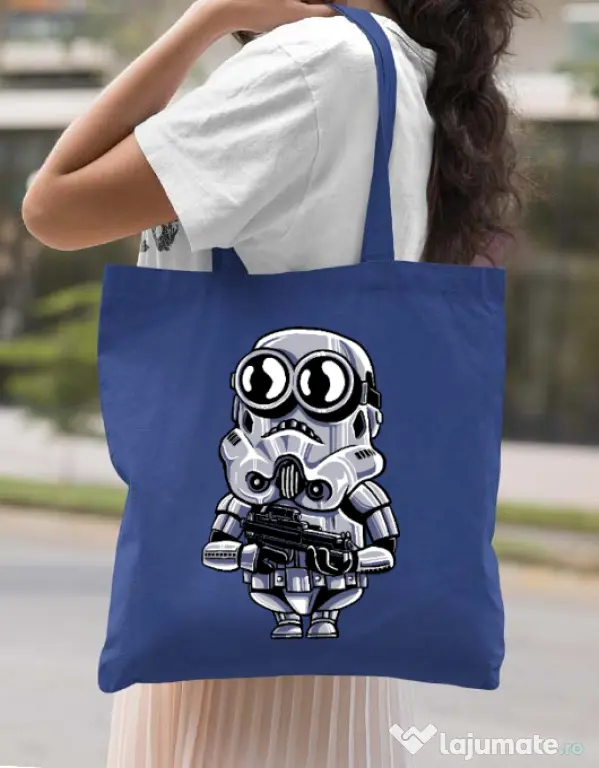 Sacosa din panza Minion trooper Albastru regal