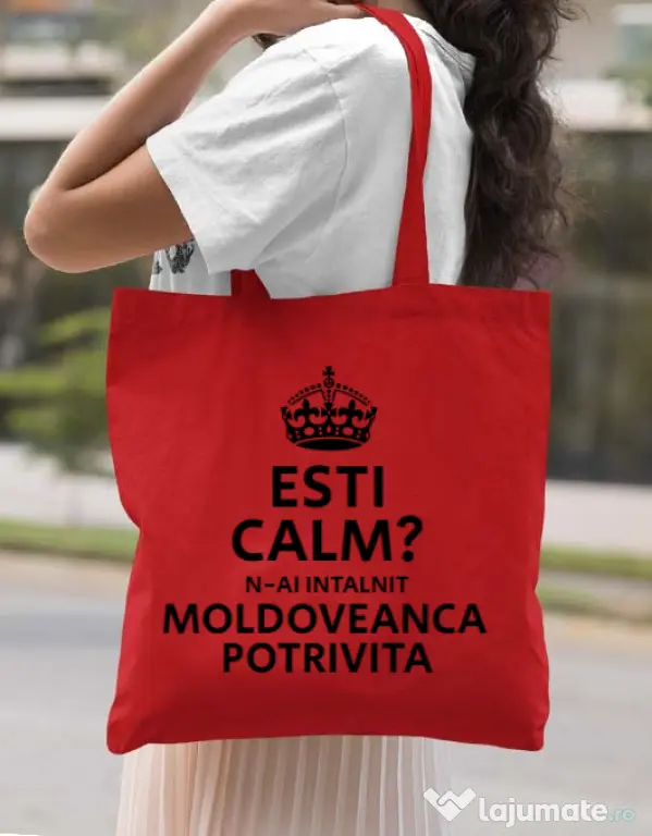 Sacosa din panza Moldoveanca potrivita Rosu
