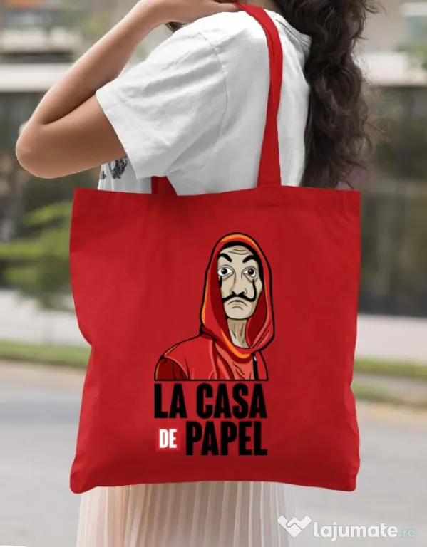 Sacosa din panza Money heist Rosu