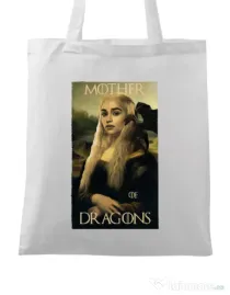 Sacosa din panza Mother of dragons 3 Alb