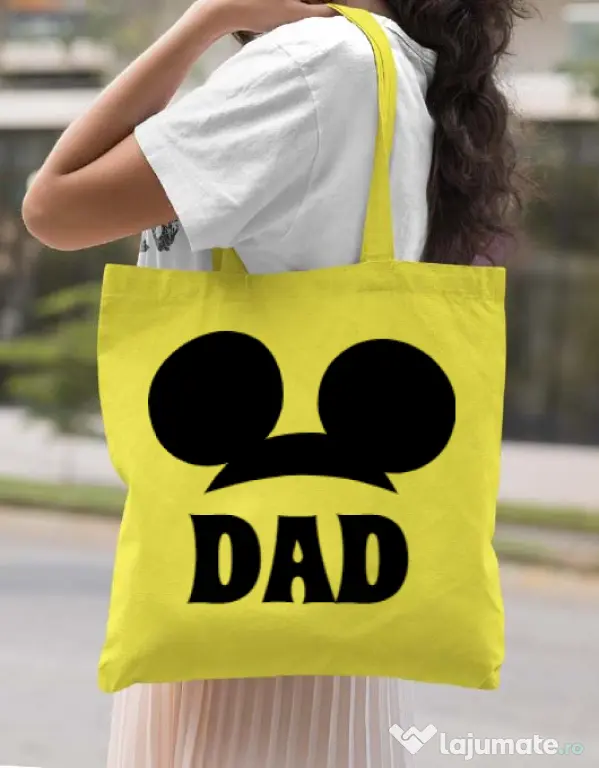 Sacosa din panza Mouse dad Galben