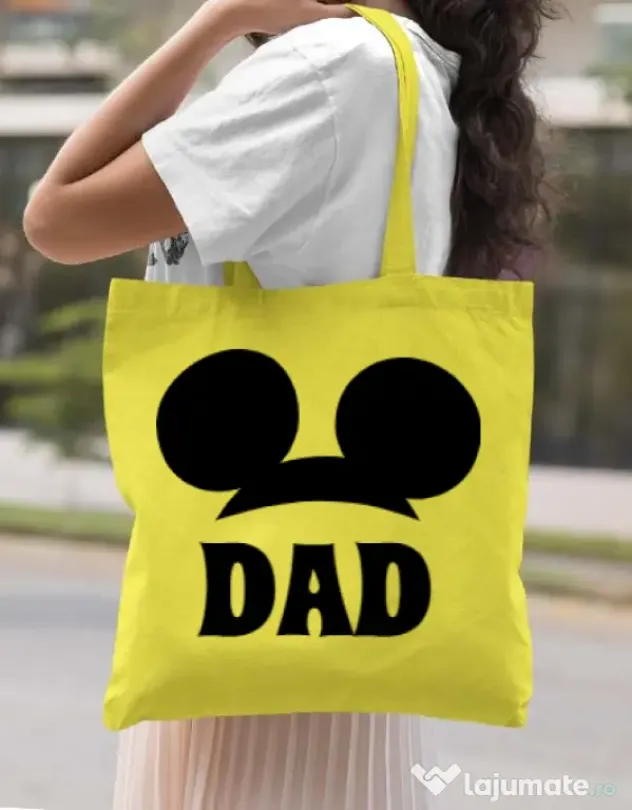 Sacosa din panza Mouse dad Galben