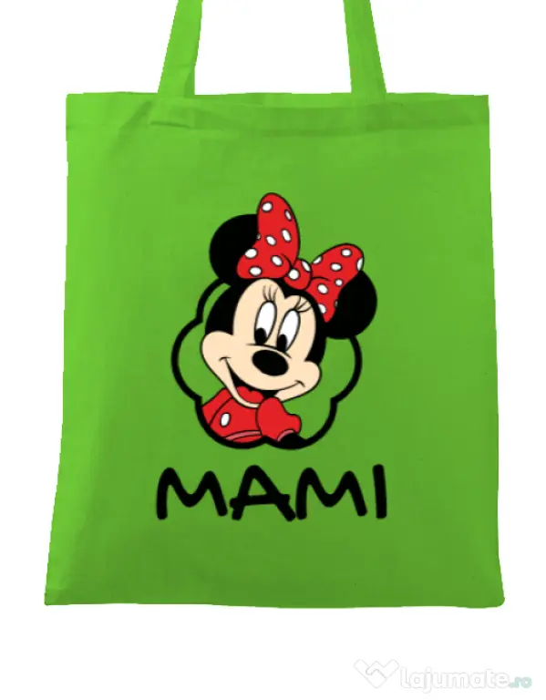 Sacosa din panza Mouse mommy Verde mar