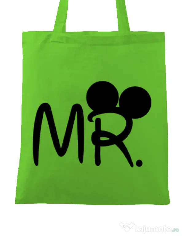 Sacosa din panza Mr Mickey Verde mar