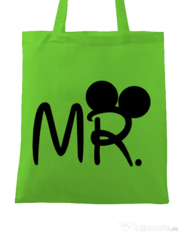 Sacosa din panza Mr Mickey Verde mar