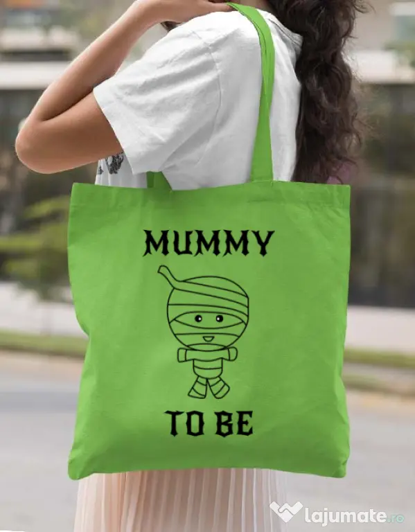 Sacosa din panza Mummy to be boy Verde mar