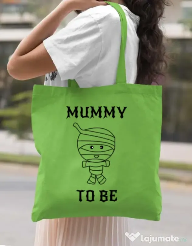 Sacosa din panza Mummy to be boy Verde mar