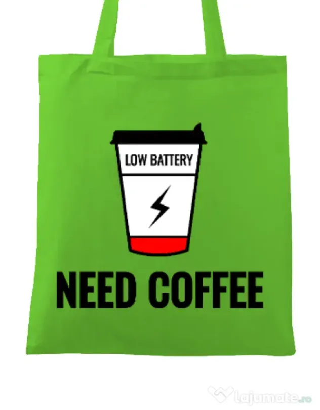 Sacosa din panza Need coffee Verde mar