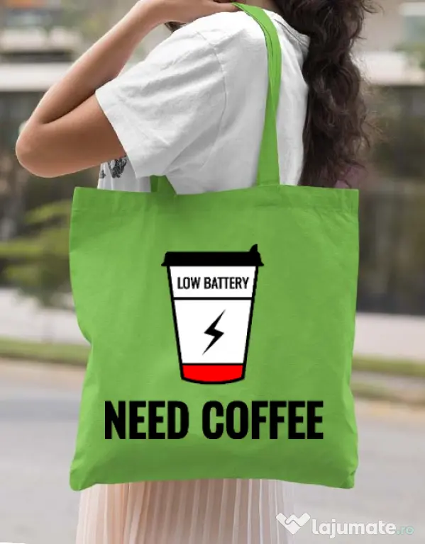 Sacosa din panza Need coffee Verde mar