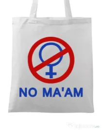 Sacosa din panza No ma'am Alb