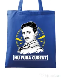 Sacosa din panza Nu fura curent Albastru regal