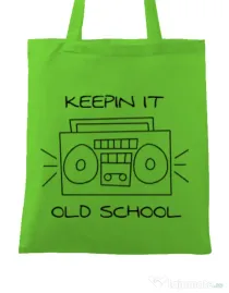 Sacosa din panza Old school stereo Verde mar