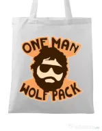 Sacosa din panza One man wolf pack Alb