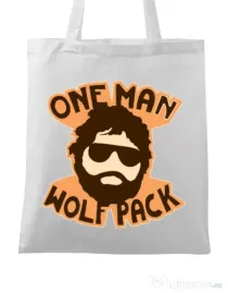 Sacosa din panza One man wolf pack Alb