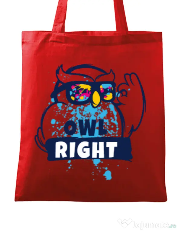 Sacosa din panza Owl right Rosu