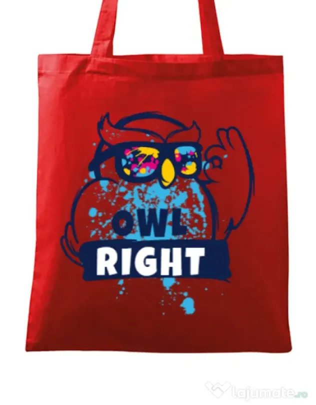 Sacosa din panza Owl right Rosu