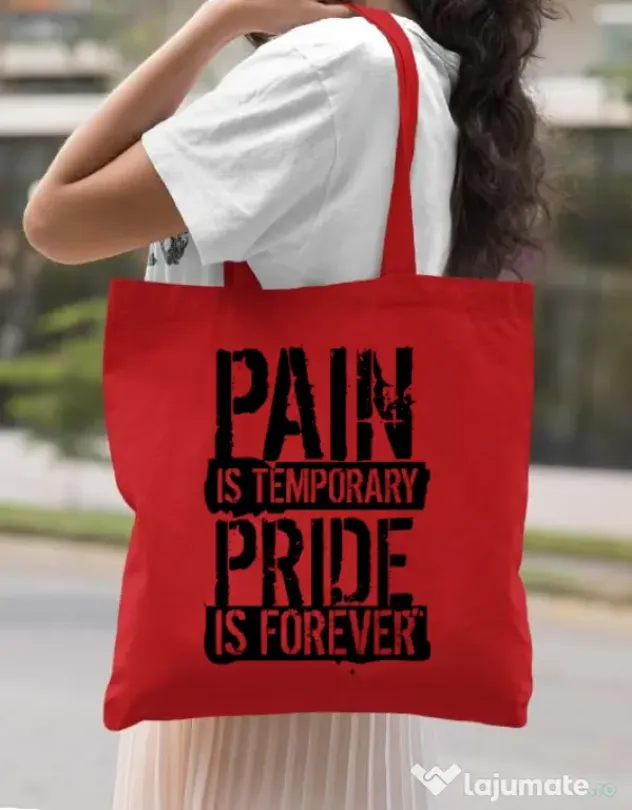 Sacosa din panza Pain and pride Rosu