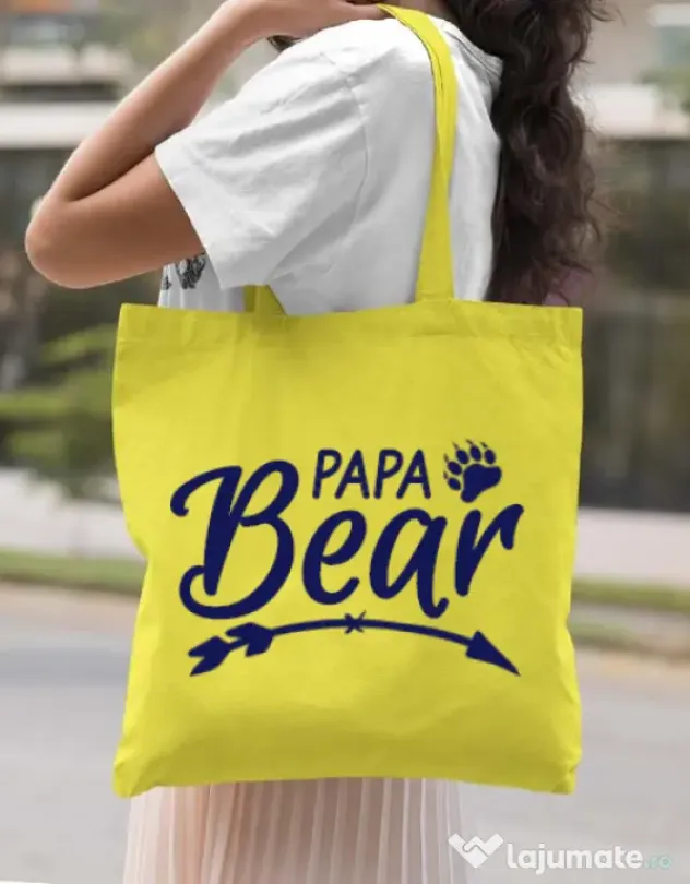 Sacosa din panza Papa bear Galben