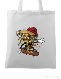 Sacosa din panza Pizza Skater Alb
