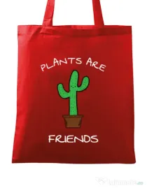 Sacosa din panza Plants are friends Rosu