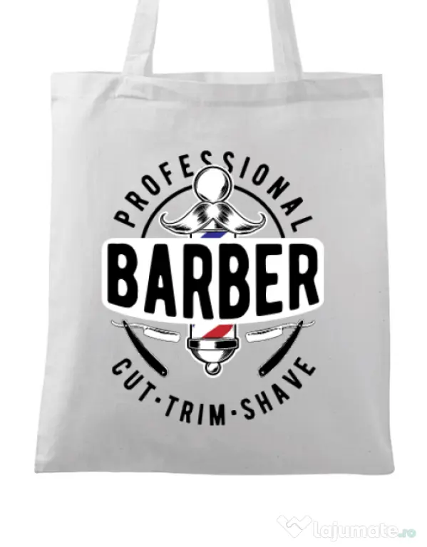 Sacosa din panza Professional barber Alb
