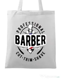 Sacosa din panza Professional barber Alb