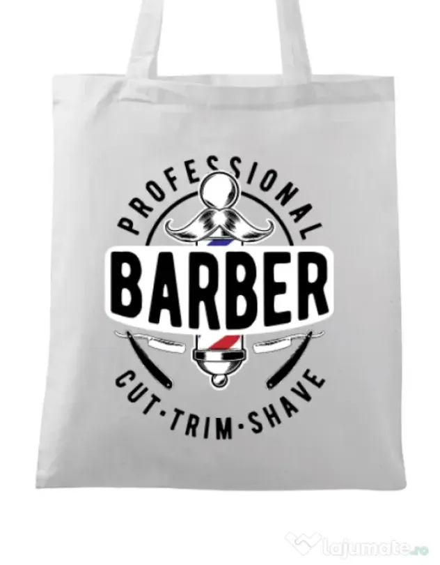Sacosa din panza Professional barber Alb