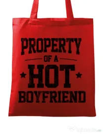 Sacosa din panza Property of a hot boyfriend Rosu