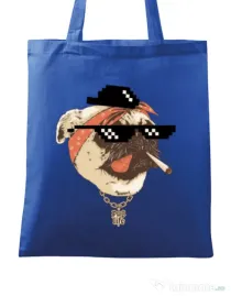 Sacosa din panza Pug Life Albastru regal