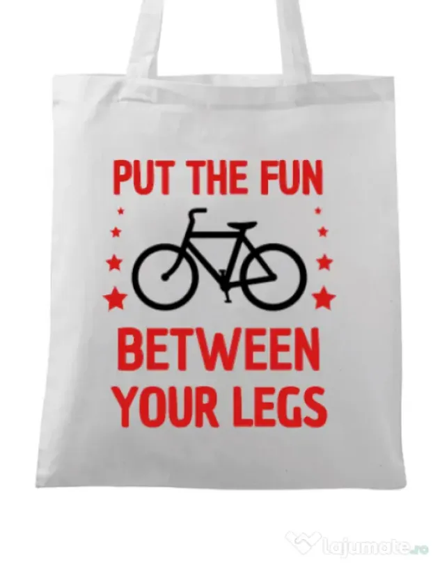 Sacosa din panza Put the fun Between your legs Alb