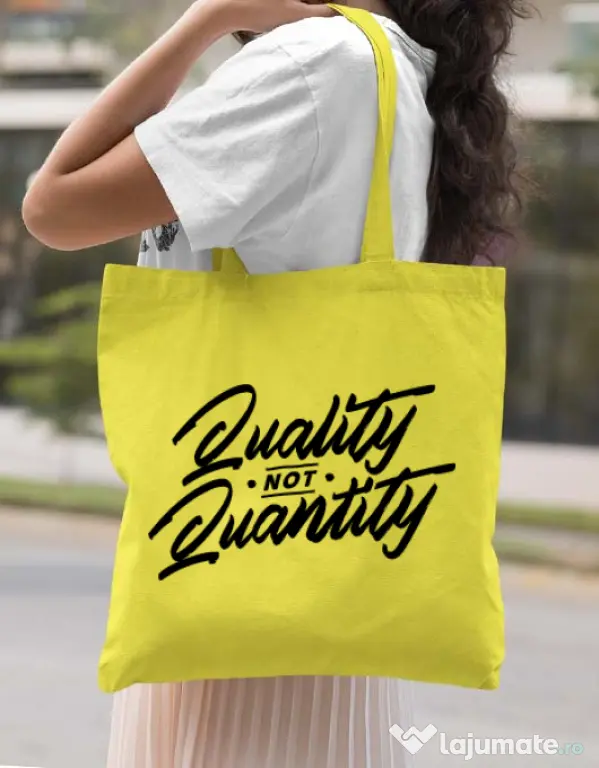 Sacosa din panza Quality not quantity Galben