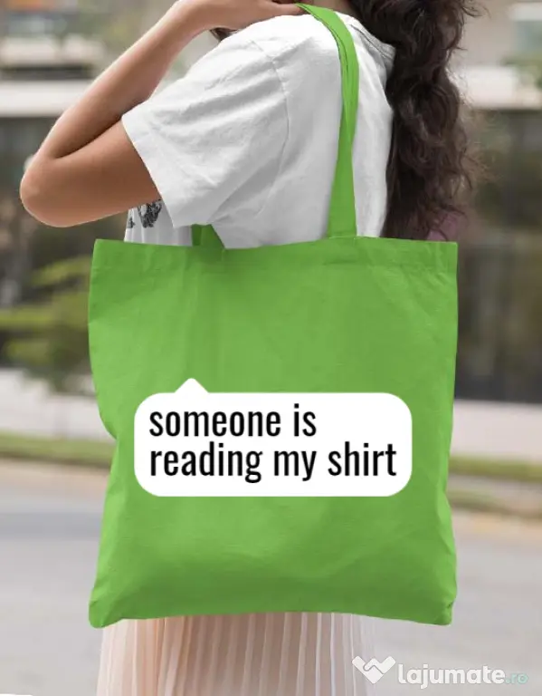 Sacosa din panza Reading my shirt Verde mar