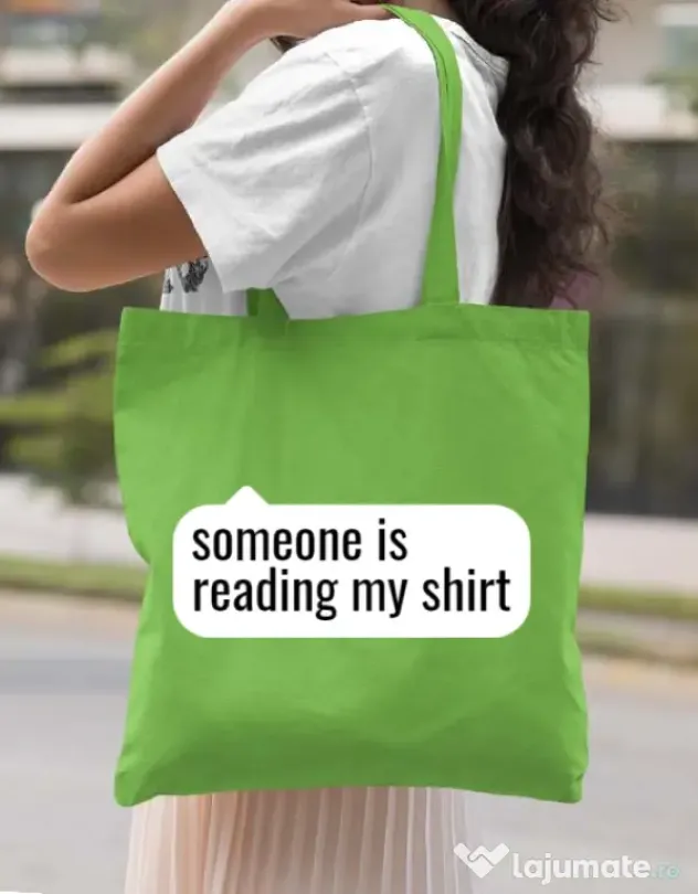 Sacosa din panza Reading my shirt Verde mar