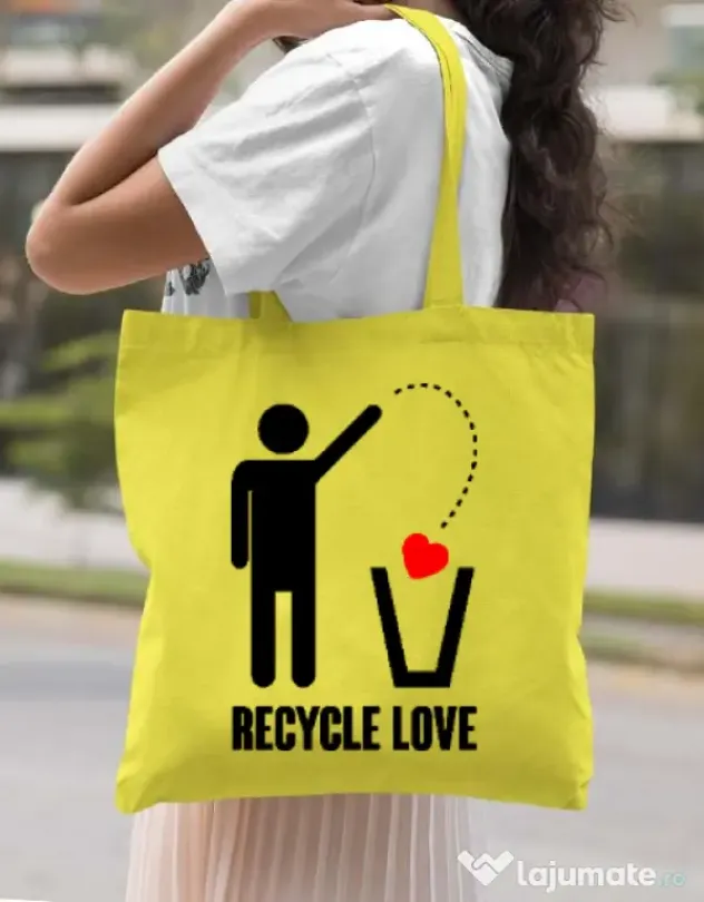 Sacosa din panza Recycle love Galben