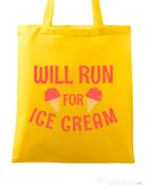 Sacosa din panza Running for ice cream Galben