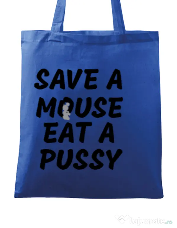 Sacosa din panza Save a mouse Albastru regal