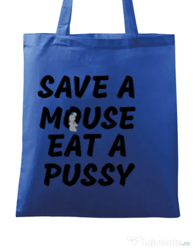 Sacosa din panza Save a mouse Albastru regal