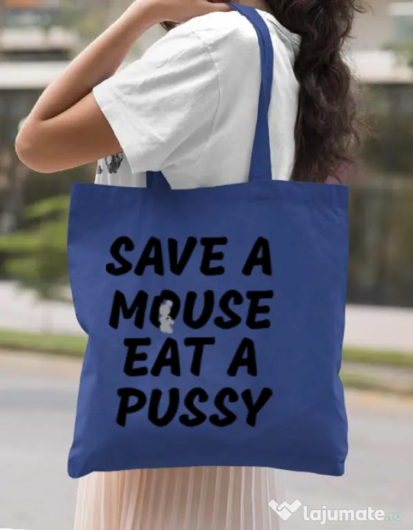 Sacosa din panza Save a mouse Albastru regal