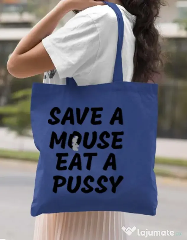 Sacosa din panza Save a mouse Albastru regal