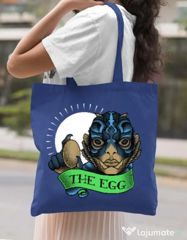 Sacosa din panza Shape of water Albastru regal