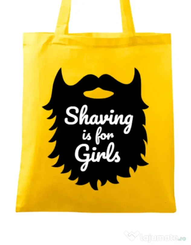 Sacosa din panza Shaving is for girls Galben
