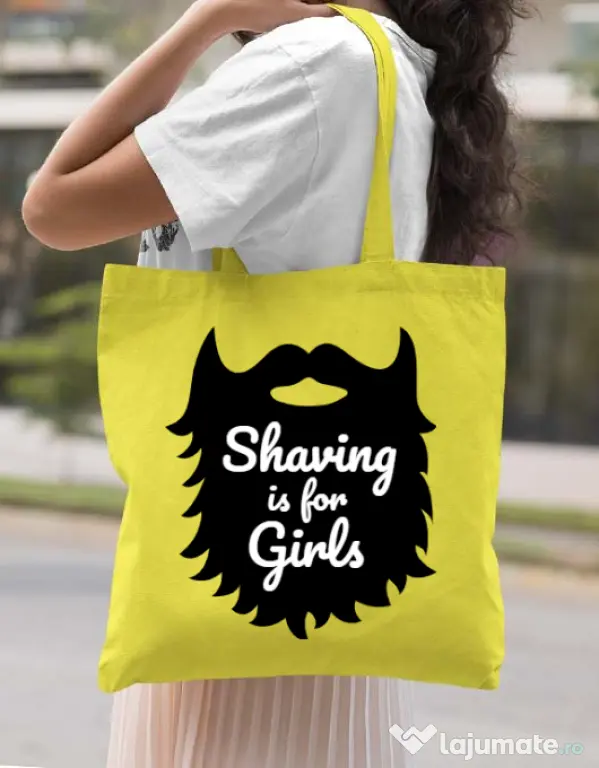 Sacosa din panza Shaving is for girls Galben