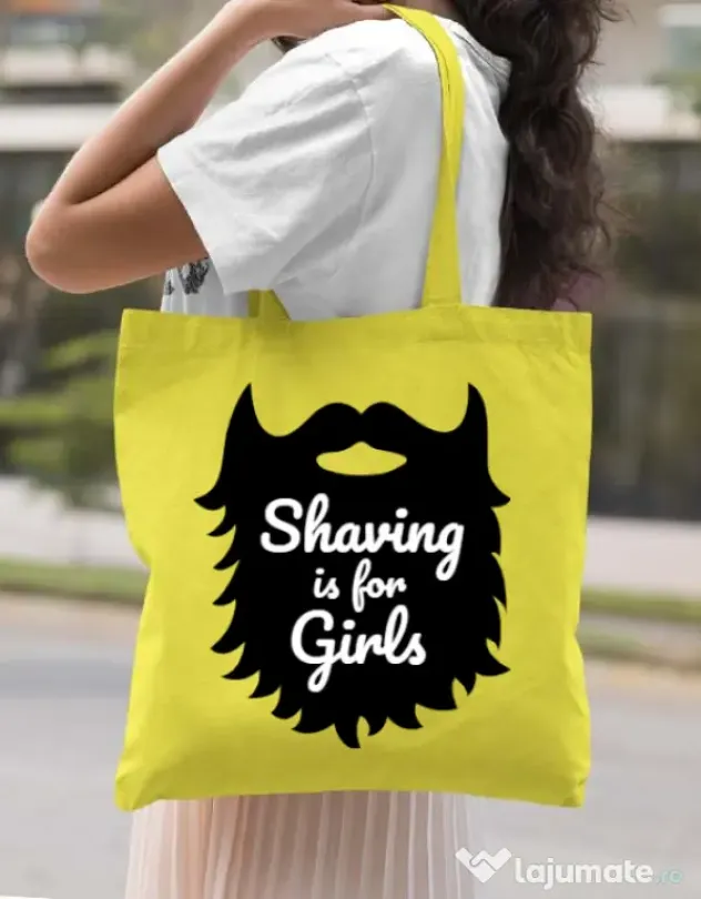 Sacosa din panza Shaving is for girls Galben