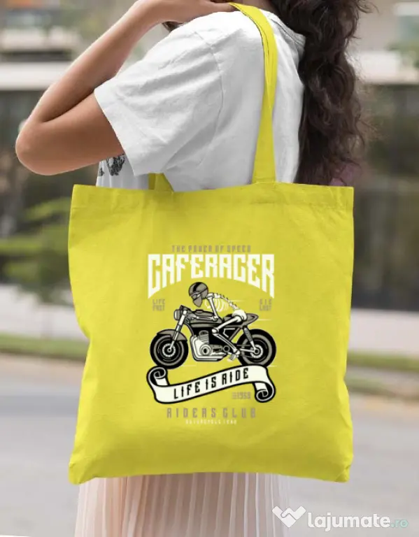 Sacosa din panza Speed of Caferacer Galben