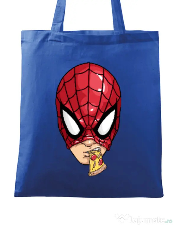 Sacosa din panza Spiderman pizza Albastru regal