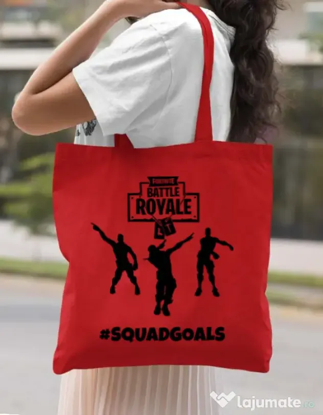 Sacosa din panza Squad goals Rosu