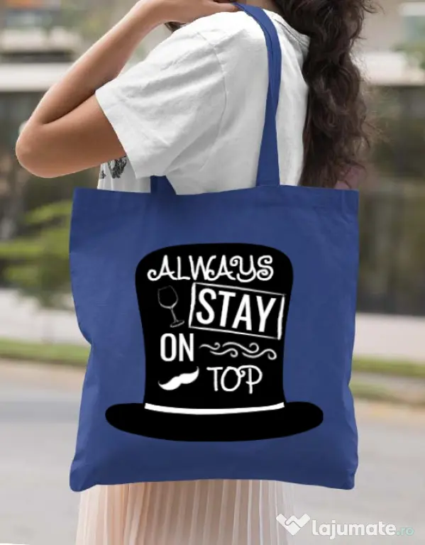 Sacosa din panza Stay on top Albastru regal