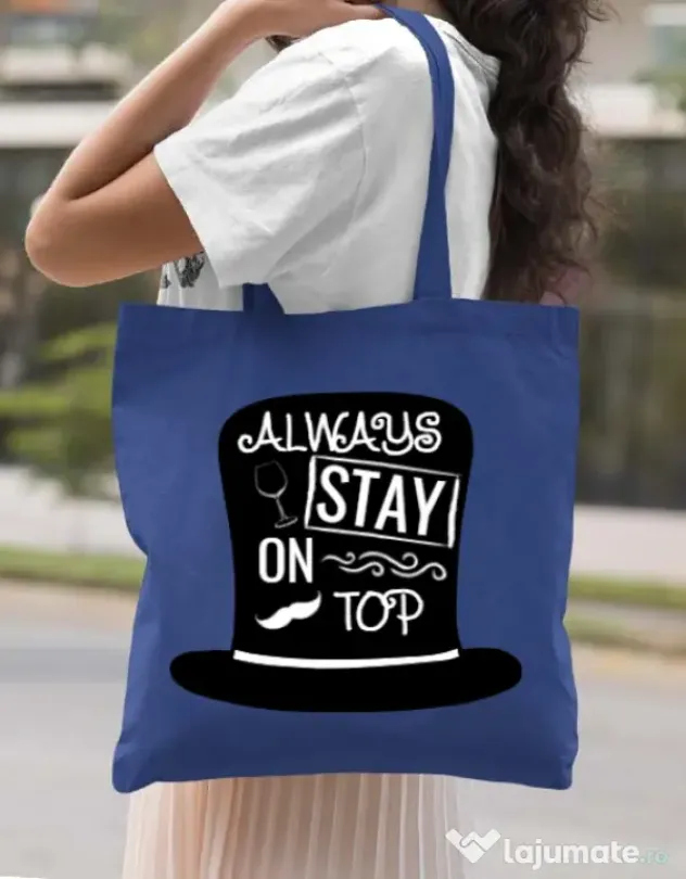 Sacosa din panza Stay on top Albastru regal