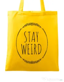 Sacosa din panza Stay weird Galben