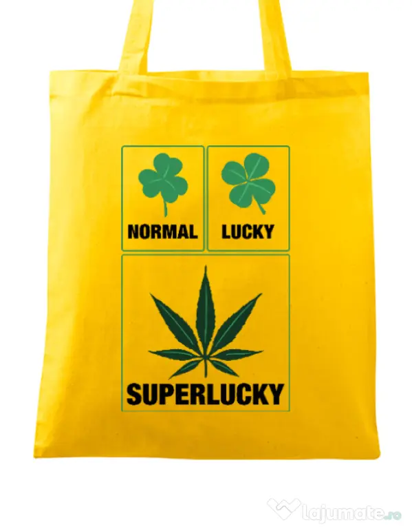 Sacosa din panza Super lucky Galben